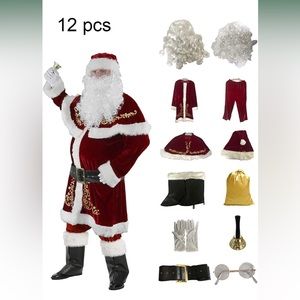 Men’s XL Deluxe Velvet Santa Costume 12 Piece Set